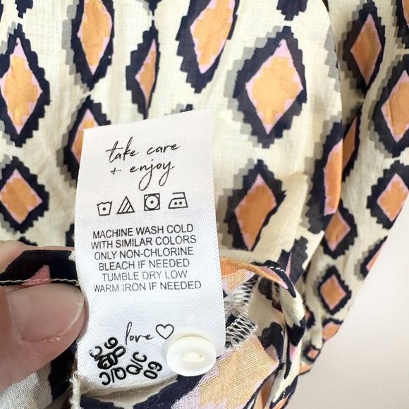 Womens Nic and Zoe Medium Geometric Top Blouse 100% Cotton Ethically Made - Picture 9 of 12